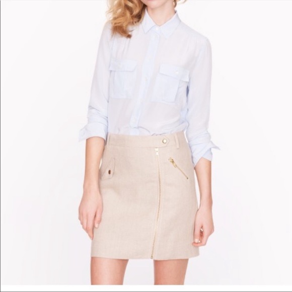J. Crew Dresses & Skirts - J. Crew Khaki Front Zip Mini Skirt Sz 4 EUC